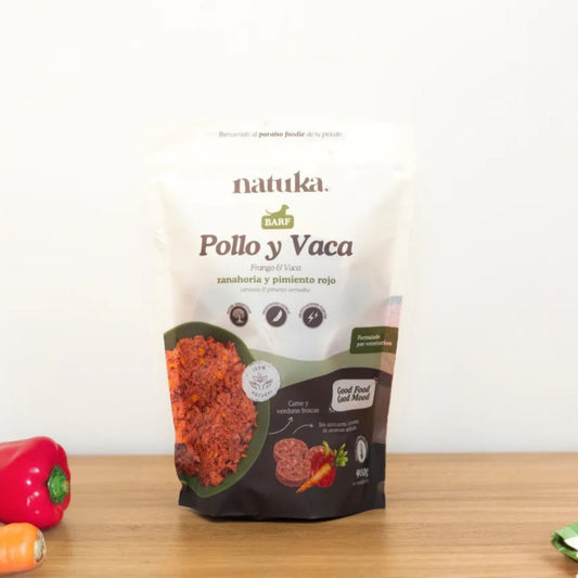 NATUKA - MENÚ BARF DE POLLO Y VACA PARA PERROS