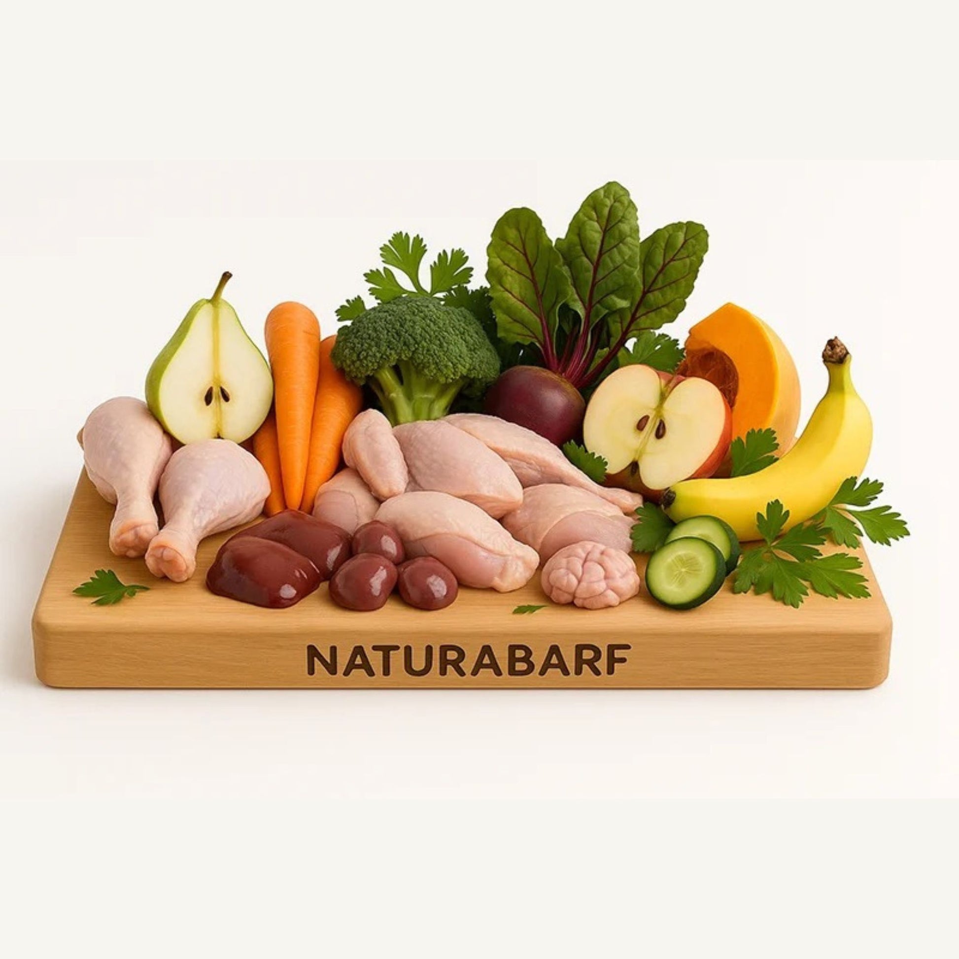 Naturabarf, menú monoproteico de alimentación cruda BARF elaborado con pollo para perros de todas las edades y tamaños