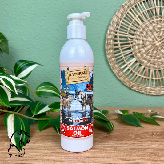 Aceite de salmón Noruego de Natural Greatness, suplemento natural de omega 3 para perros y gatos