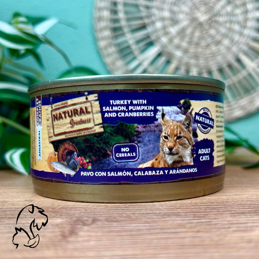 Natural Greatness Lata Completa De Pavo, Pollo Y Salmón Para Gatos