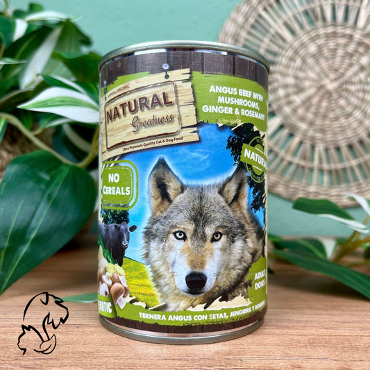 Natural Greatness Lata De Ternera Angus Con Setas Para Perros