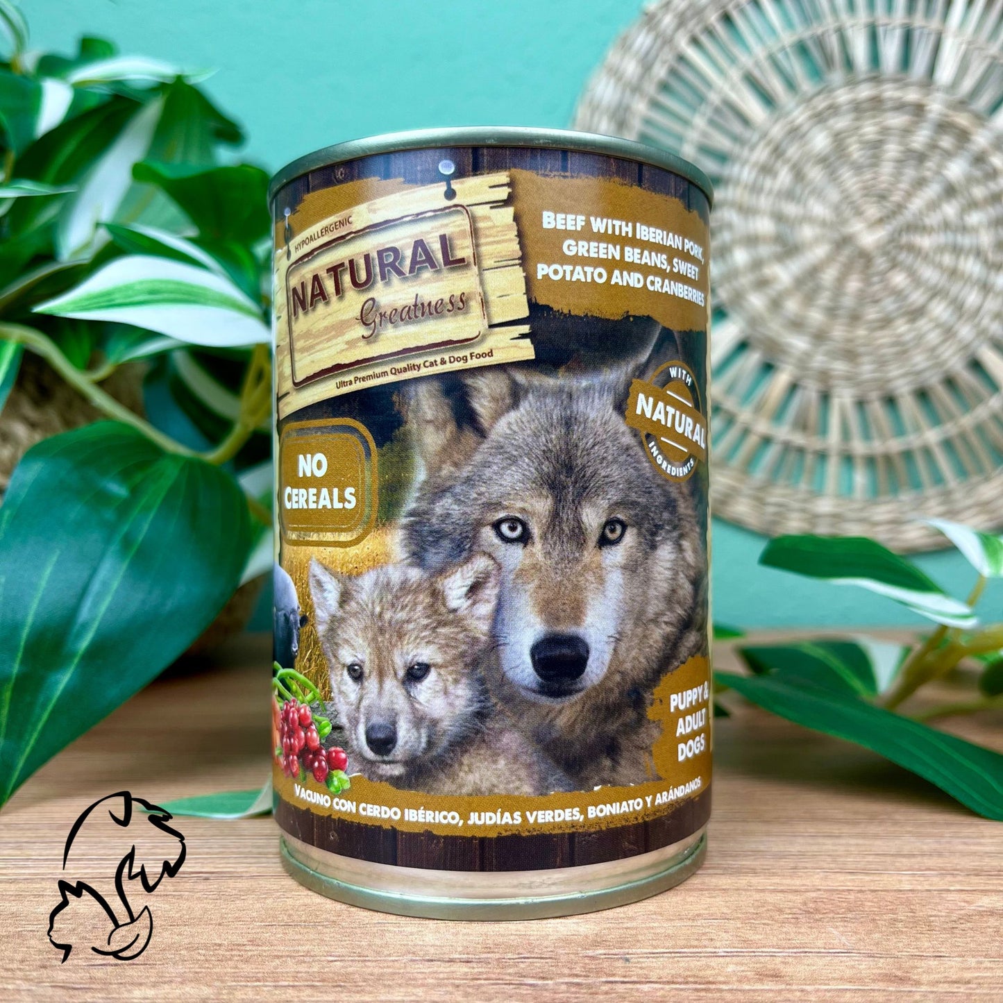 Natural Greatness Lata Sin Cereales De Vacuno Y Cerdo Con Judías Para Perros