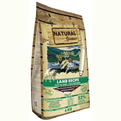 Natural Greatness, pienso monoproteico y sin cereales de cordero para perros de raza pequeña de todas las edades