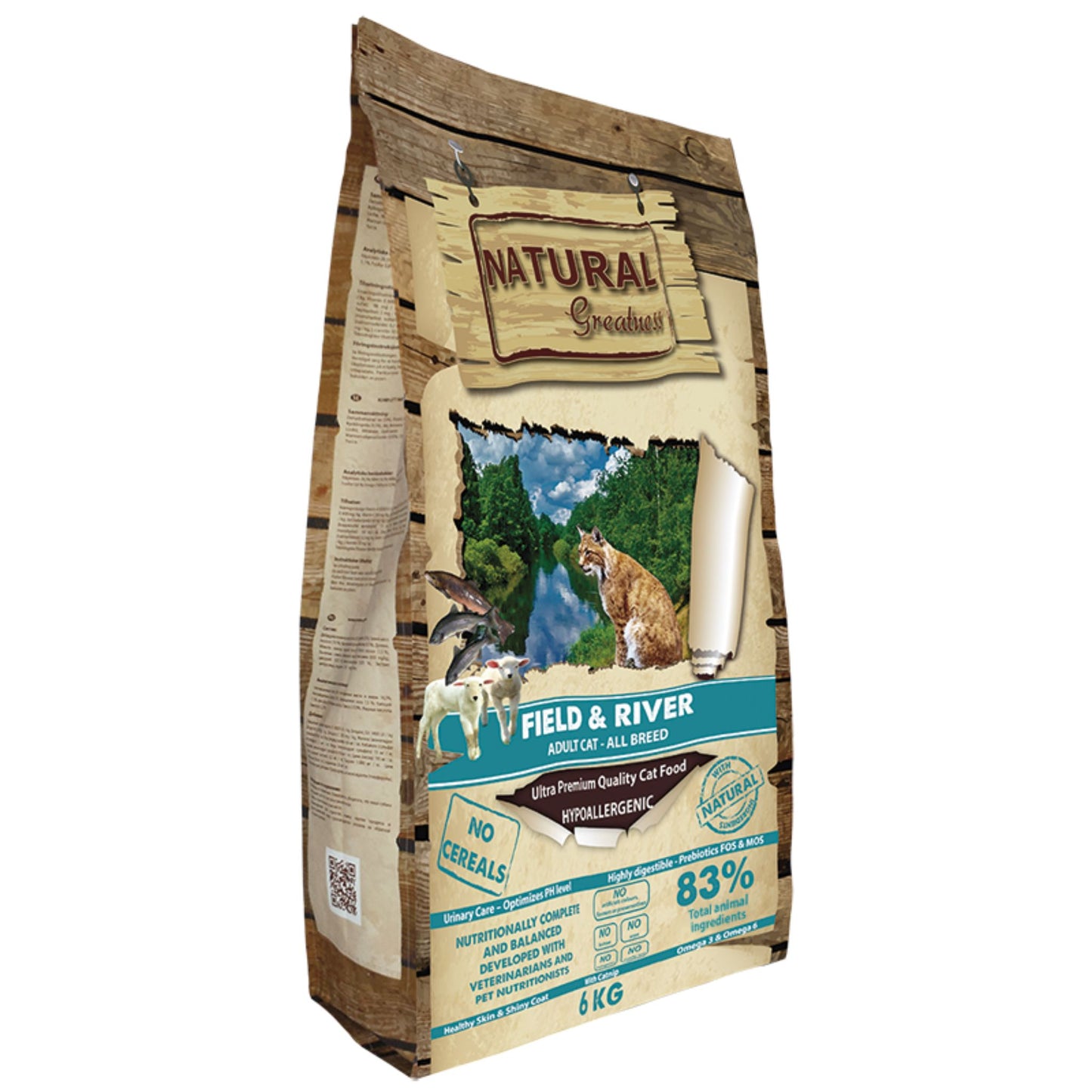 Natural Greatness, pienso sin cereales para gatos Field River elaborado con cordero y salmón