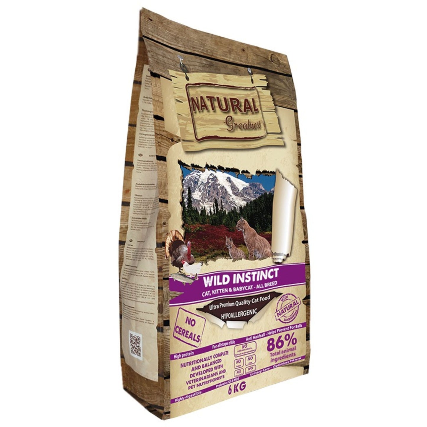 Natural Greatness, pienso sin cereales Wil Instinct de pollo, pavo y salmón para gatos de todas las edades