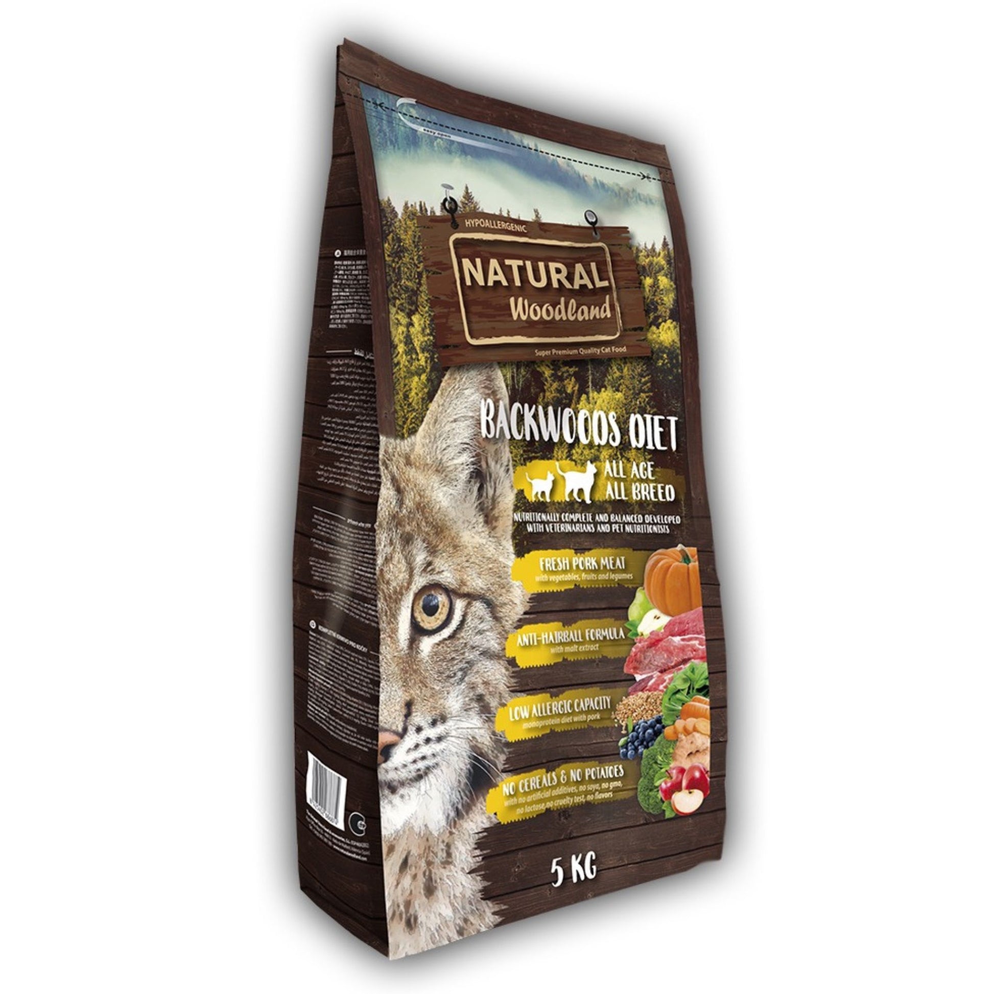 Natural Woodland, pienso monoproteico sin cereales Backwoods Diet de cerdo para gatos de todas las edades