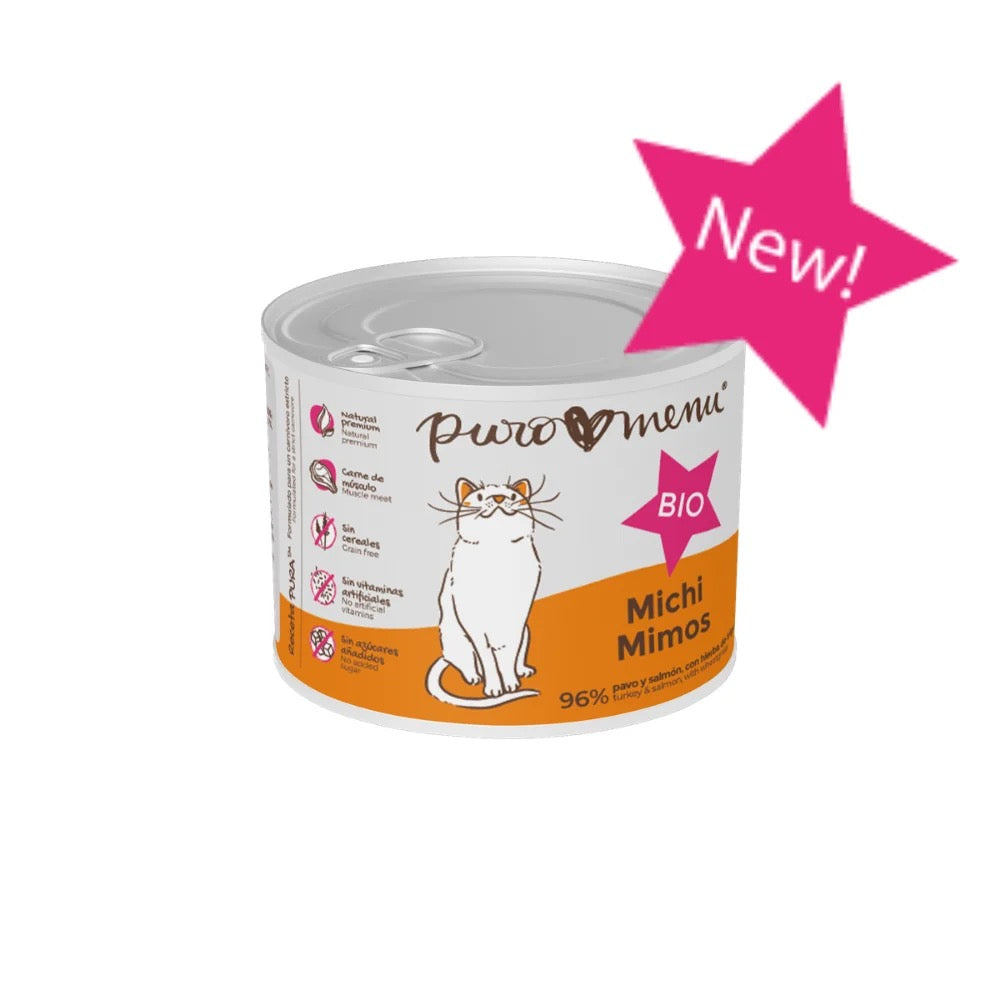 PUROMENU - LATA MICHI MIMOS DE PAVO CON SALMÓN BIO PARA GATOS