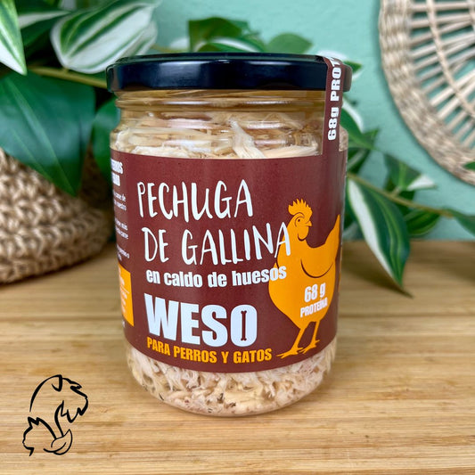 Weso Pechuga De Gallinas Camperas En Caldo De Huesos Para Perros Y Gatos