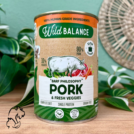 wild balance lata filosofía barf de cerdo para perros