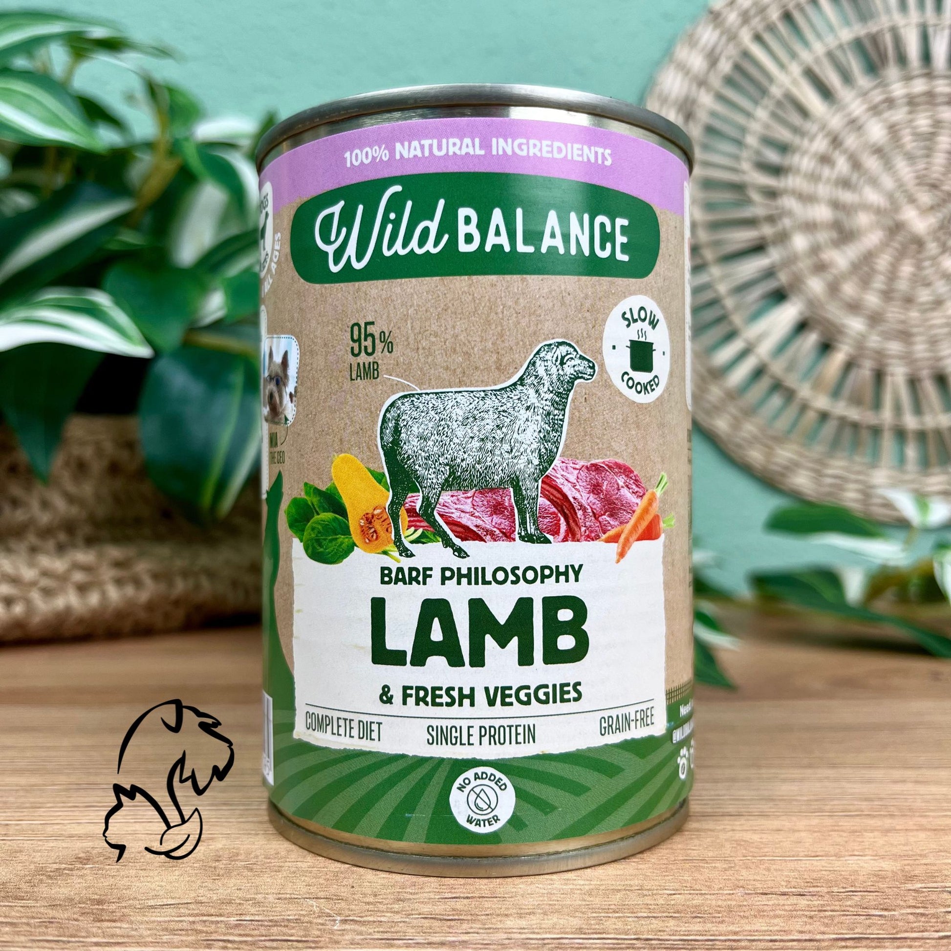 Lata completa de la marca Wild Balance sin cereales y monoproteica de cordero para perros