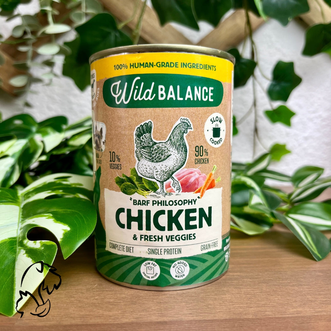 wild balance lata filosofía barf de pollo para perros