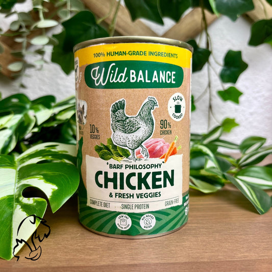 wild balance lata filosofía barf de pollo para perros