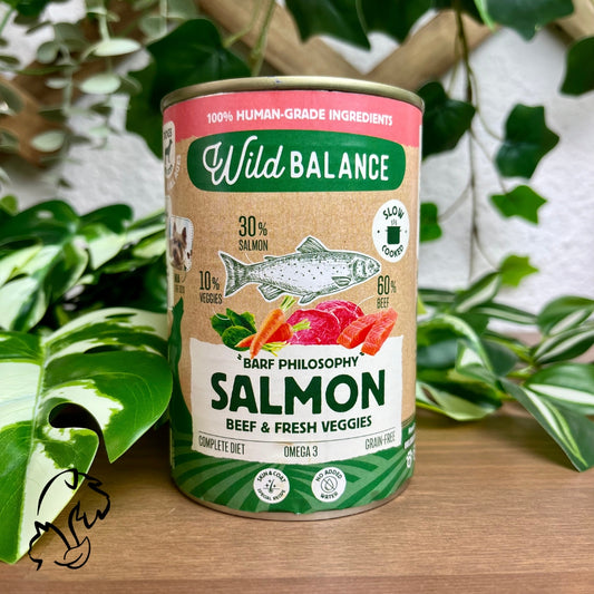 wild balance lata filosofia barf de ternera y salmon para perros