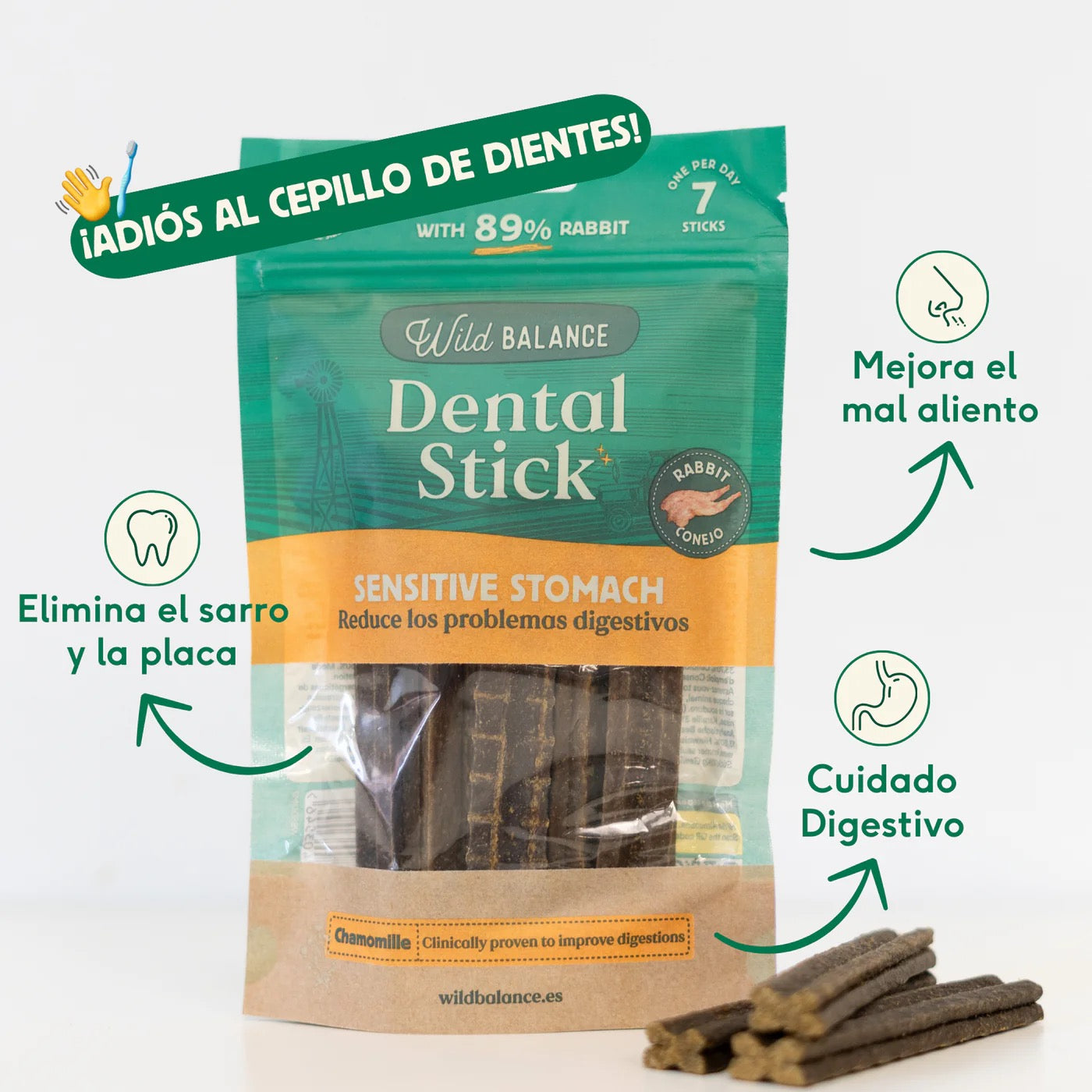 WILD BALANCE - STICKS DENTALES DE CONEJO PARA PERROS
